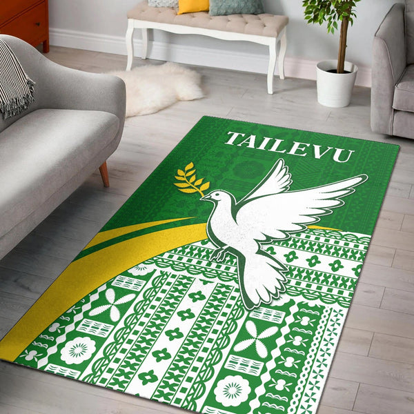 Tailevu Rugby Area Rug Fiji Rugby Tapa Pattern Green - Lynsiley