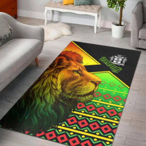 Jamaica Lion Area Rug Jamaican Pattern Version Reggae Colors - Lynsiley