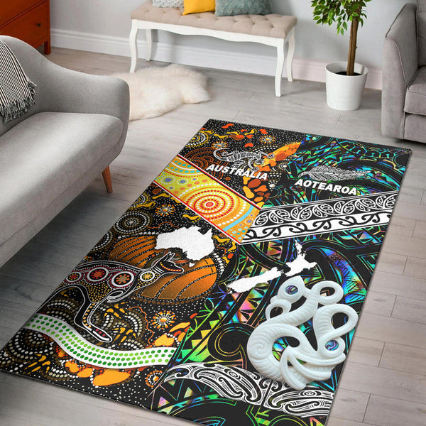 New Zealand Maori Aotearoa and Australia Aboriginal Area Rug Together Paua Shell - Lynsiley