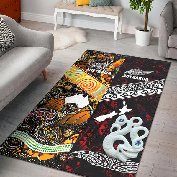 New Zealand Maori Aotearoa and Australia Aboriginal Area Rug Together Red - Lynsiley