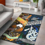 New Zealand Maori Aotearoa and Australia Aboriginal Area Rug Together Blue - Lynsiley