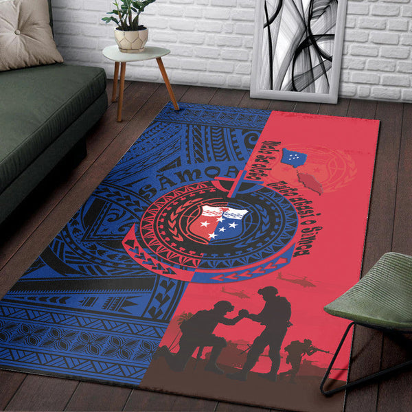 Samoa Independence Day Quotes Area Rug Military Polynesian Pattern - Lynsiley