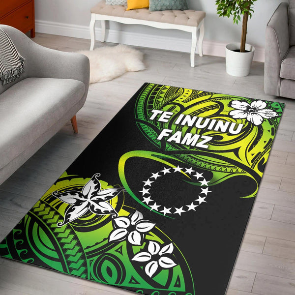 TE INUINU FAMZ Cook Islands Rugby Area Rug Unique Vibes Green - Lynsiley