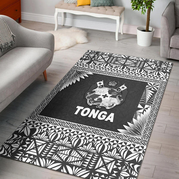 Tonga Coat Of Arms Area Rugs Simplified Version Black - Lynsiley