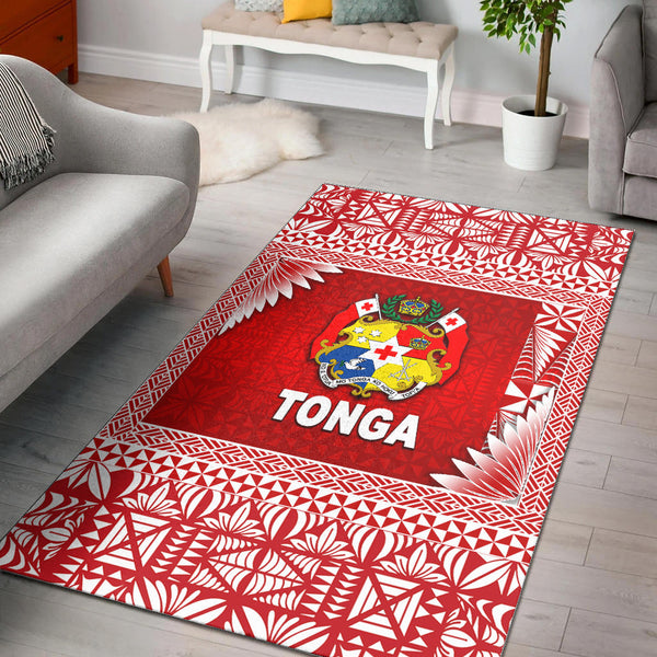 Tonga Coat Of Arms Area Rugs Simplified Version Red - Lynsiley