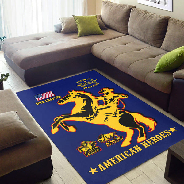 Custom Personalised Buffalo Soldiers Area Rug BSMC United States Army Simple Style - Lynsiley