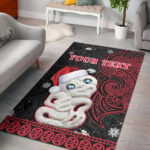Custom Personalised New Zealand Christmas Area Rug Hei Tiki Red Pohutukawa Meri Kirihimete - Lynsiley