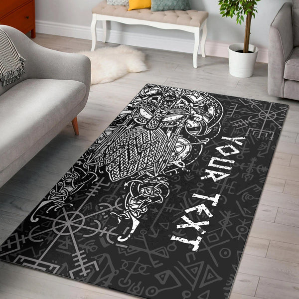 Custom Personalised Viking Dad Area Rug Odin Runes Fathers Day - Lynsiley