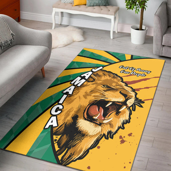 Jamaica Athletics Area Rug Jamaican Flag Mix Lion Sporty Style - Lynsiley