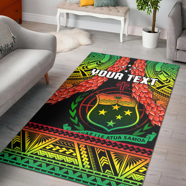 Custom Personalised Samoa Rugby Area Rug Teuila Torch Ginger Gradient Style - Lynsiley