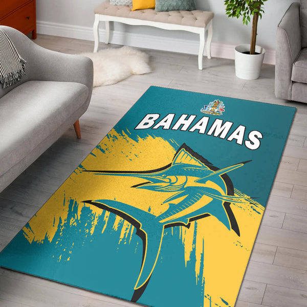 Bahamas Area Rug Blue Marlin With Bahamian Coat Of Arms - Lynsiley