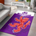 Scottish Rugby Area Rug Map Of Scotland Thistle Purple Version - Lynsiley