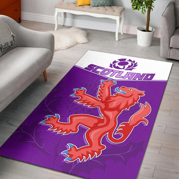 Scottish Rugby Area Rug Map Of Scotland Thistle Purple Version - Lynsiley