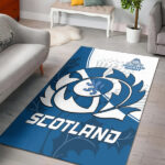 Scotland Rugby Area Rug Scottish Coat Of Arms Mix Thistle Newest Version - Lynsiley