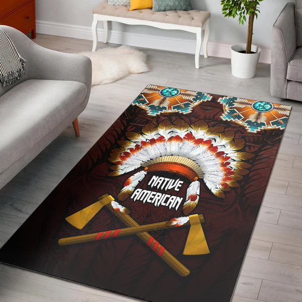 The First Americans Area Rug Indian Headdress With Skull - Lynsiley