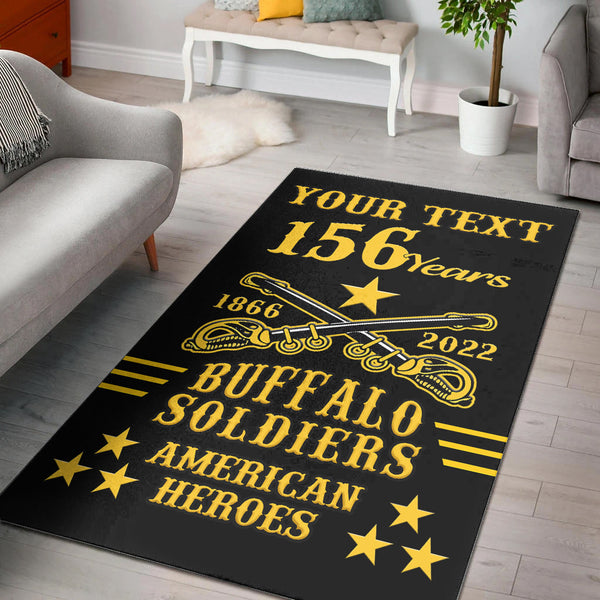 Custom Personalised Buffalo Soldiers Area Rug Since 1866 BSMC Anniversary - Lynsiley