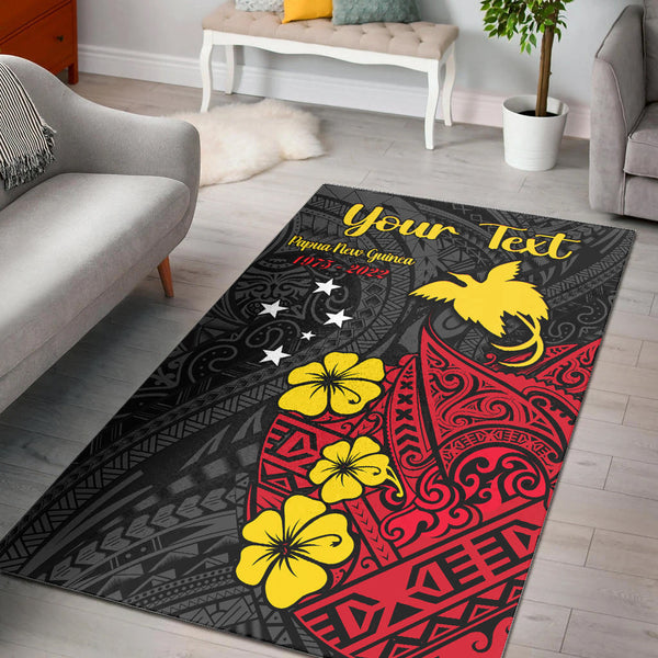 Custom Personalised Papua New Guinea Anniversary Area Rug 47th Independence Day Since 1975 - Lynsiley