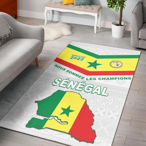 Senegal Football 2022 Area Rug Champion Teranga Lions Mix African Pattern - Lynsiley