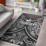Custom Personalised New Zealand Silver Fern Rugby Area Rug All Black NZ Maori Pattern - Lynsiley