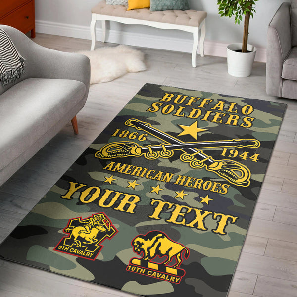 Custom Personalised Buffalo Soldiers Area Rug Camouflage American Heroes BSMC - Lynsiley