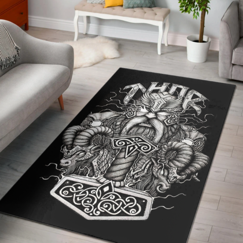 Viking Area Rug Thor and Mjolnir Area Rug - Lynsiley