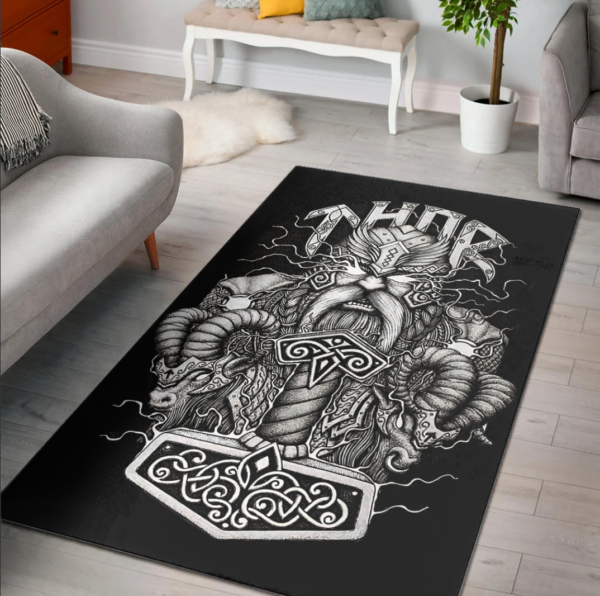 Viking Area Rug Thor and Mjolnir Area Rug - Lynsiley