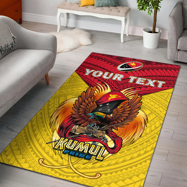 Custom Personalised Papua New Guinea Rugby Kumul Pride Area Rug - Lynsiley