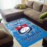 Custom Personalised Samoa Rugby Toa Samoa Blue Style Area Rug - Lynsiley