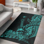Hawaii Polynesian Area Rug Ukulele Turquoise - Lynsiley