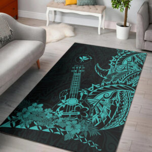 Hawaii Polynesian Area Rug Ukulele Turquoise - Lynsiley