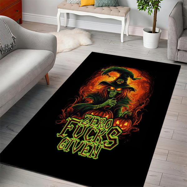 Witch Skull Area Rug Zero Fucking Given - Lynsiley