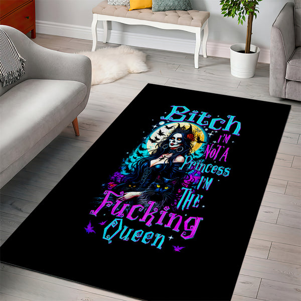 Witch Skull Area Rug Bitch I'm Not A Princess I'm The Fucking Queen - Lynsiley
