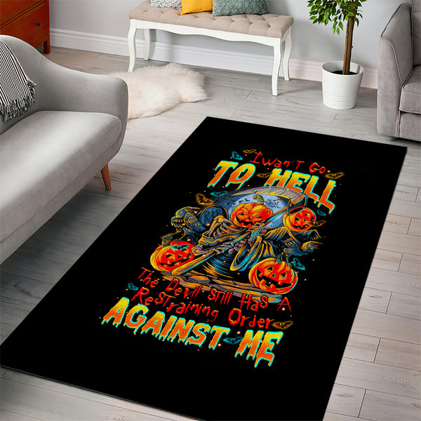 Pumpkin Skull Area Rug I Wan't Go To Hell The Devil Still Restraining Against Me - Lynsiley