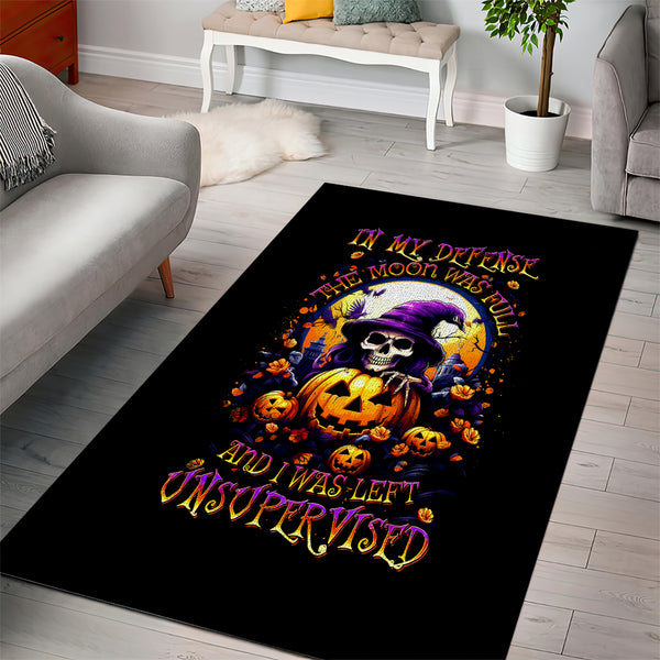 Pumpkin Witch Skull Area Rug In My Defense The Moon Was Full And I Was Left Unsupervided - Lynsiley