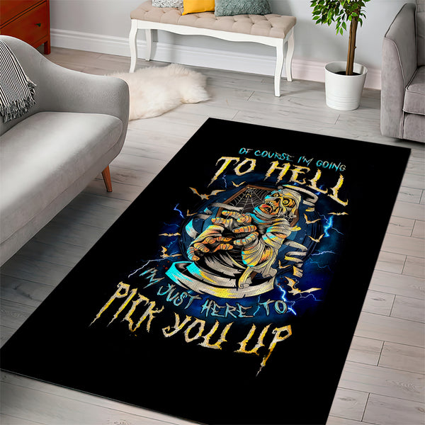 Mummy Skull Area Rug I'm Going To Hell to Pick You Up - Lynsiley