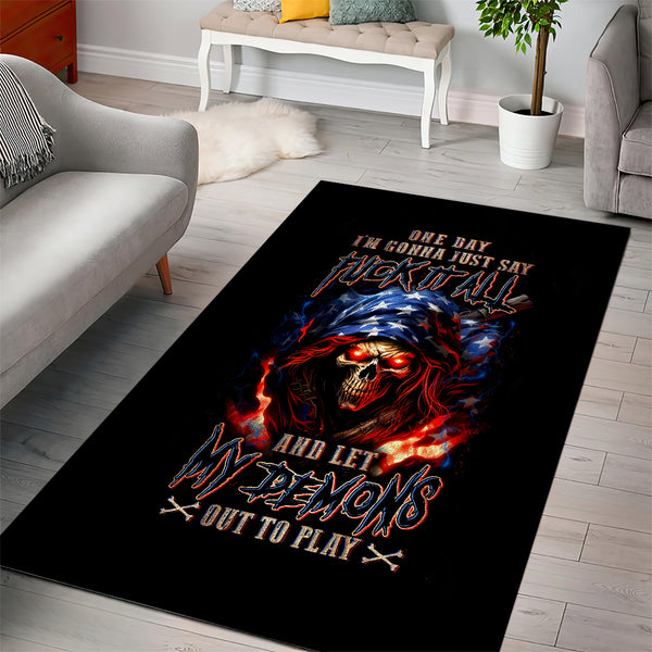 American Skull Area Rug One Day I Gonna Fuck It All - Lynsiley