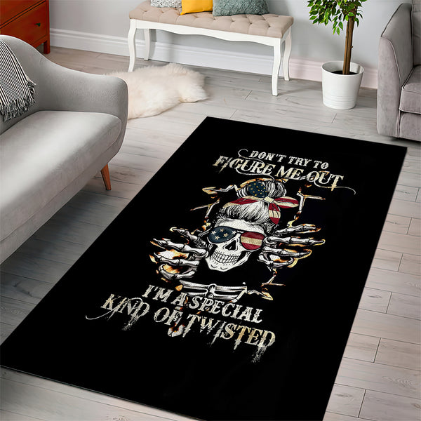 Girl Skull Area Rug Don't Try To Figured Me Out I Special Kind - Lynsiley