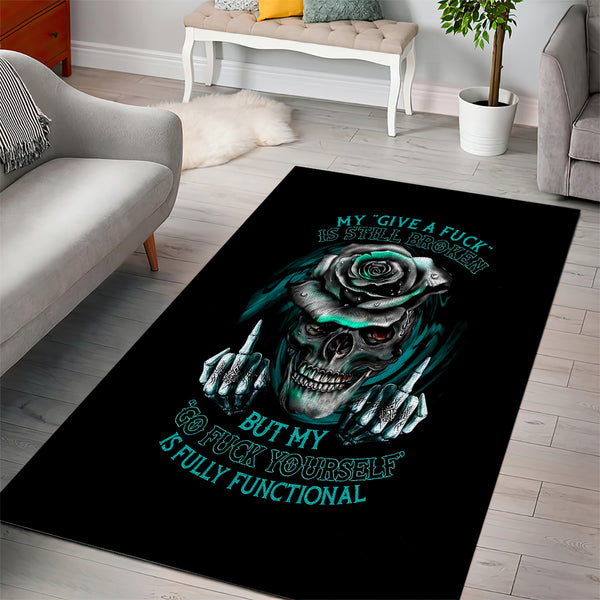 Rose Skull Area Rug Go Fuck Yourself Is Fully Functional - Lynsiley