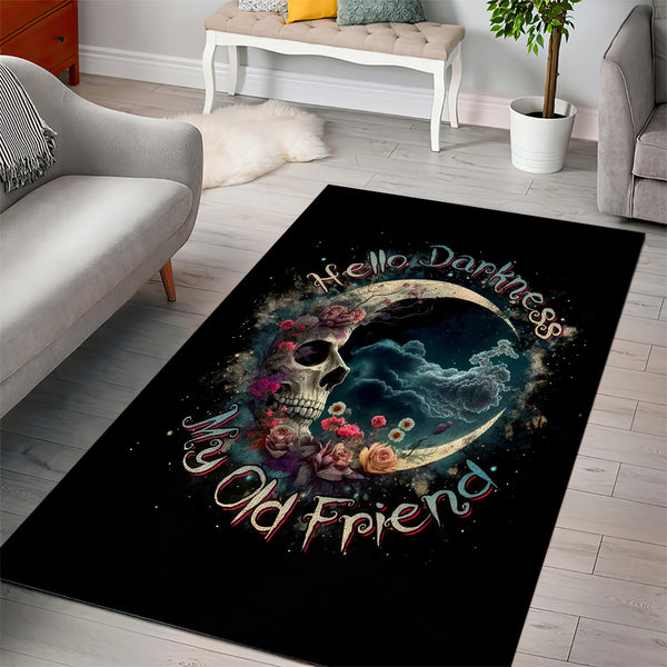 Moon Skull Area Rug Hello Darkness My Old Friend Moon - Lynsiley