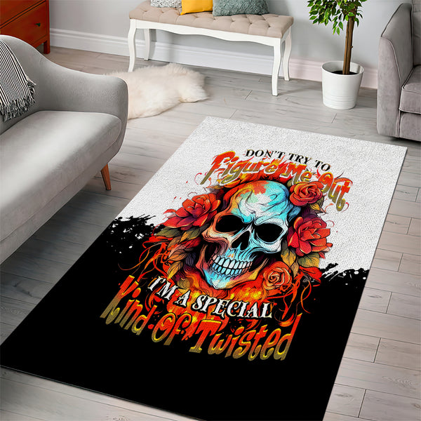 Flower Skull Area Rug Don't Try To Figured Me Out I Special Kind Fire Flower - Lynsiley