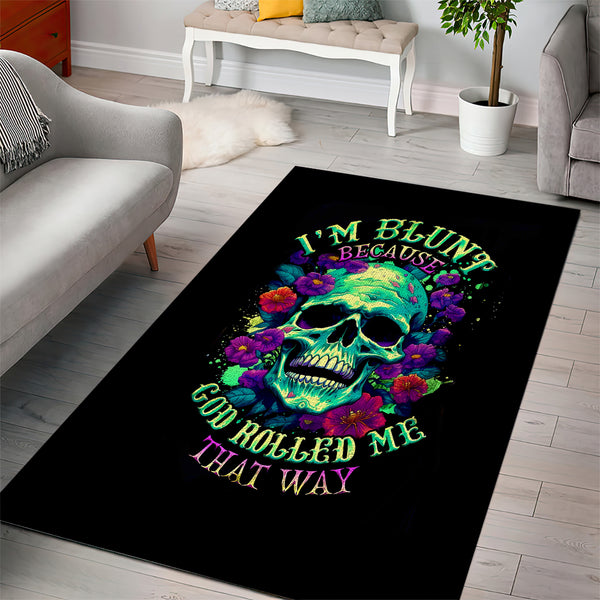 Flower Skull Area Rug I Blunt Because God Rolled Me That Way - Lynsiley