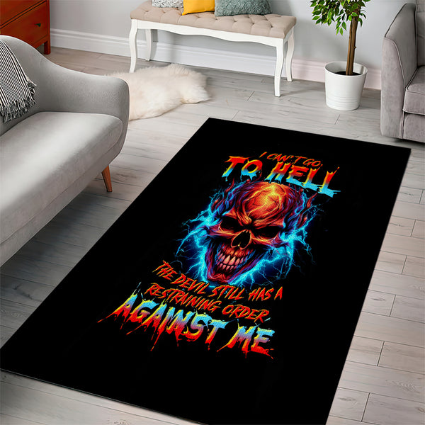 Thunder Skull Area Rug I Can't Go To Hell Devil Restrainning Order Against Me - Lynsiley