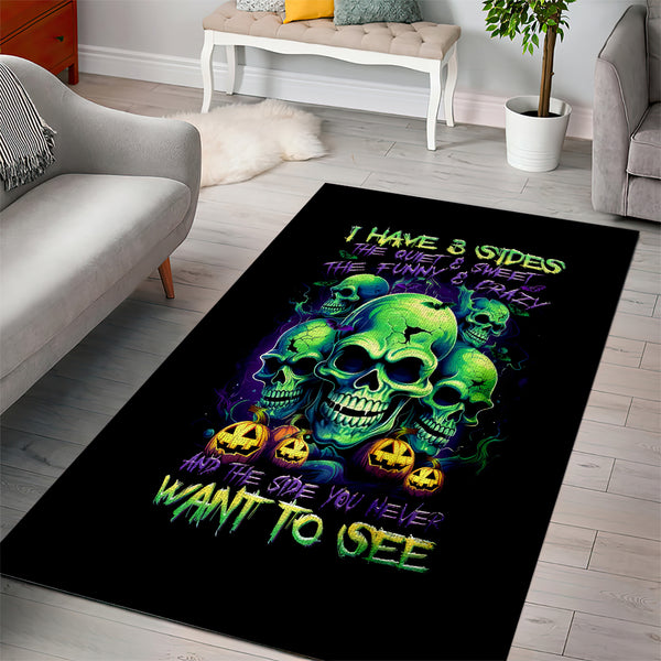 Skull Pumpkin Area Rug I Have Three Side Quite Funny And Side You Never Want - Lynsiley