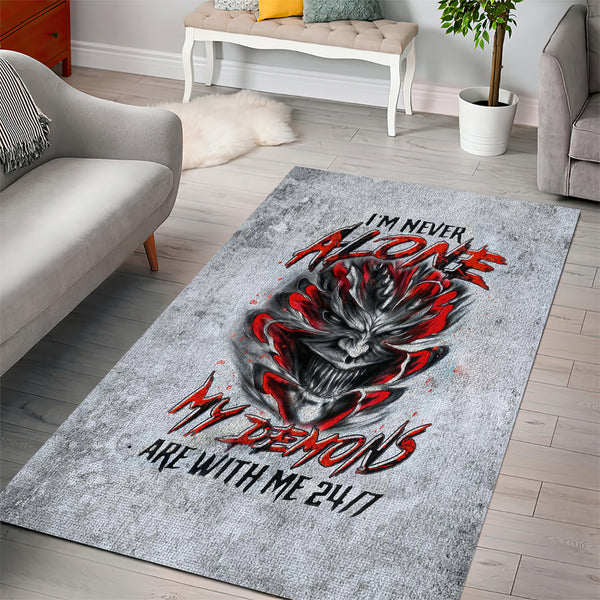 Devil Skull Area Rug I Never Alone My Demon With Me 24/7 - Lynsiley