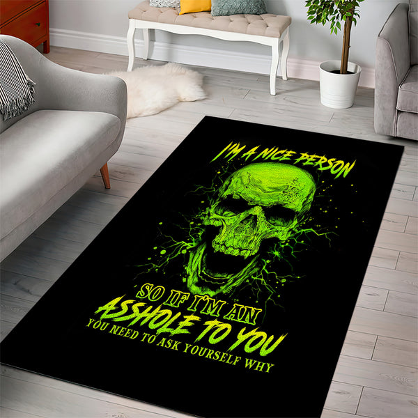 Thunder Skull Area Rug I'm A Nice Person So If I'm An Asshole You Need To Ask Yourself - Lynsiley