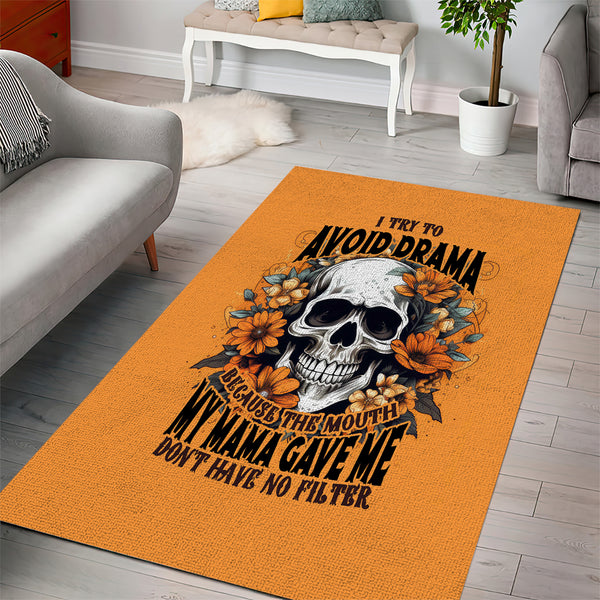 Flower Skull Area Rug I Try To Avoid Drama - Lynsiley