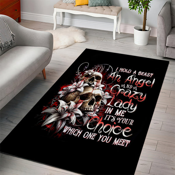 Blood Skull Area Rug I Hold A Angel And Crazy Lady It Your Choice - Lynsiley