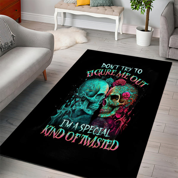 Twin Skull Area Rug Don't Try To Figure Me Out I'm A Special - Lynsiley