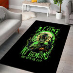 Zombie Skull Area Rug I Never Alone My Demon With Me 24/7 - Lynsiley