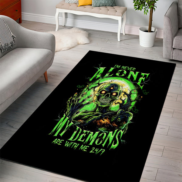 Zombie Skull Area Rug I Never Alone My Demon With Me 24/7 - Lynsiley